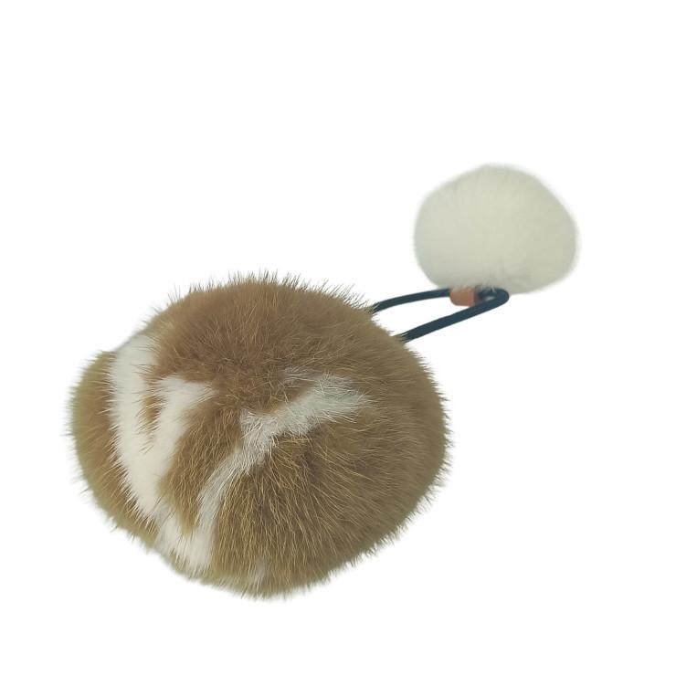 LOUIS VUITTON ルイヴィトン ヘアアクセサリー シュシュ・ヴィゾン LV コージー M77738 ブラウン×ホワイト ミンクファー レディース 美品【本物保証】 LOUIS VUITTON（ルイ・ヴィトン） ヘアアクセサリー シュシュ