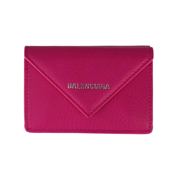 BALENCIAGA バレンシアガ 財布 ペーパーミニウォレット 391446 DLQON 5550 ピンク スムースカーフスキン レディース 三つ折り 財布 新品未使用展示品【本物保証】 BALENCIAGA（バレンシアガ） 財布 ペーパーミニウォレット スムース