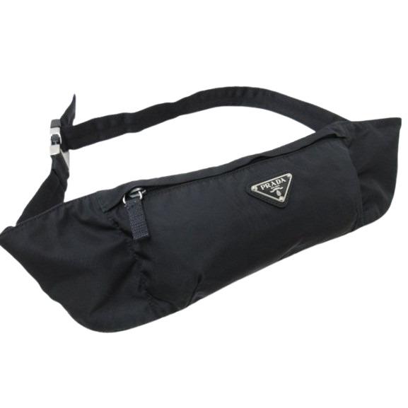 【美品】PRADA プラダ ウエストバッグ ボディバッグ ナイロン 黒 三角ロゴ PRADA（プラダ） ボディバッグ トライアングル ロゴ ウエストバッグ