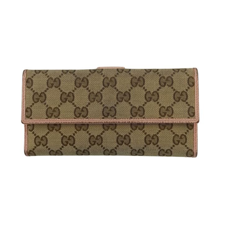 GUCCI（グッチ） 財布 Wホック 二つ折り長財布 GGキャンバス×レザー