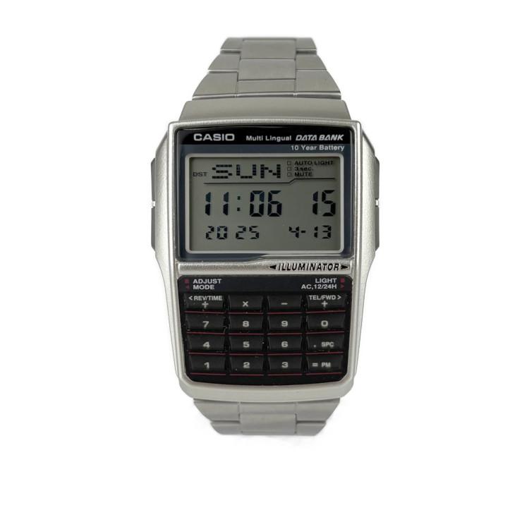 美品 CASIO カシオ 腕時計 DATA BANK データバンク DBC32D-1A シルバー ステンレス メンズ 計算機【本物保証】 CASIO（カシオ） 美品 腕時計 DATA BANK データバンク DBC32D-1A