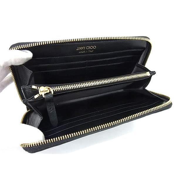 Jimmy Choo 長財布 PIPPA ロゴ ラウンドファスナー 黒 ブランド別
