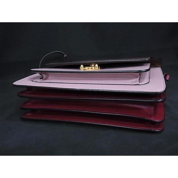 マルニ ショルダーバッグ トランク レザー SBMPN09NO3 ゴールド金具 ピンク ブラウン ボルドー【本物保証】
