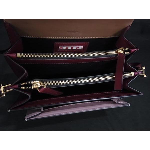 マルニ ショルダーバッグ トランク レザー SBMPN09NO3 ゴールド金具 ピンク ブラウン ボルドー【本物保証】