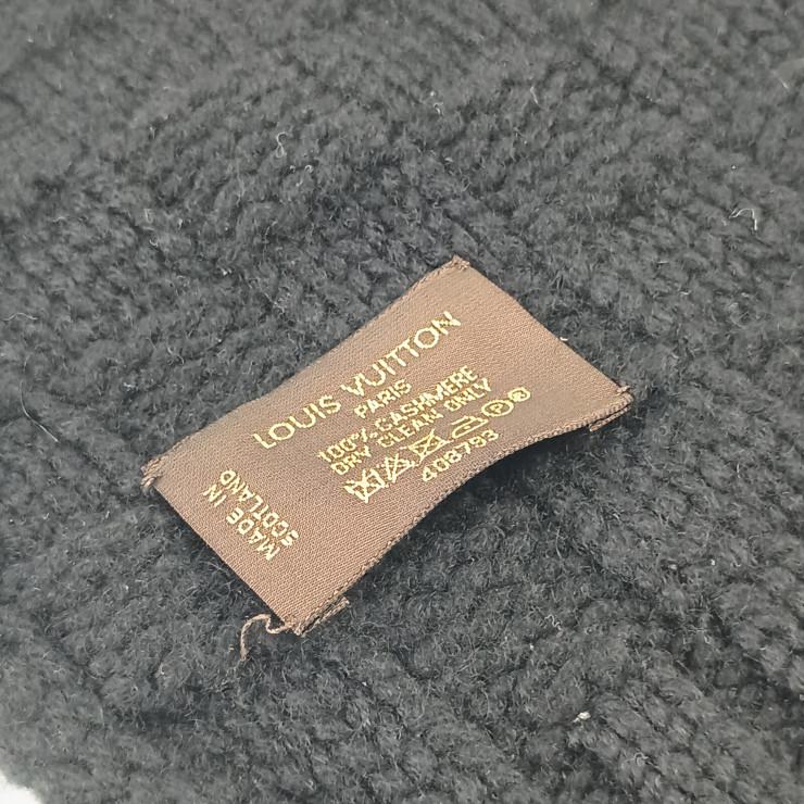 LOUIS VUITTON ルイヴィトン マフラー エシャルプ・ヘルシンキ M74421 ブラック カシミヤ100％ レザー メンズ ダミエパターン【本物保証】 LOUIS VUITTON（ルイ・ヴィトン） マフラー エシャルプ・ヘルシンキ