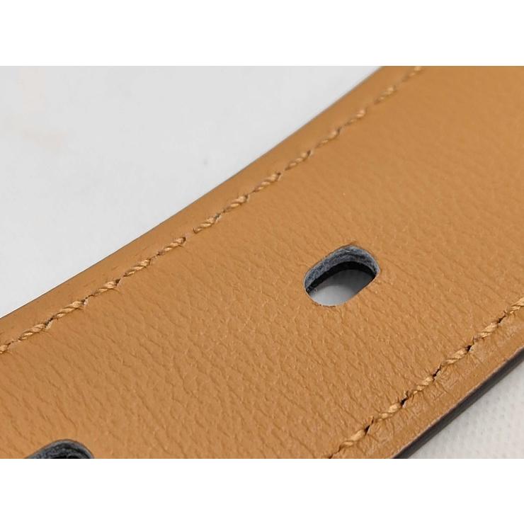 エルメス ベルト アンディ 26 レザー - シルバー金具 ブルーインディゴ/ゴールド ビジネスベルト ブランド【本物保証】の画像