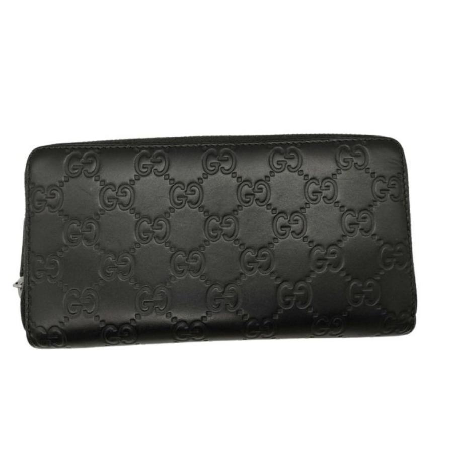 ◇箱付き極美品◇グッチ シマレザー ラウンドジップ長財布　ブラック　307987 GUCCI（グッチ） 長財布 グッチシマ 307987 レザー ブラック系 美品