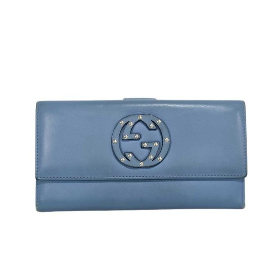 GUCCI（グッチ） 長財布 インターロッキングG 231843 レザー ブルー系 