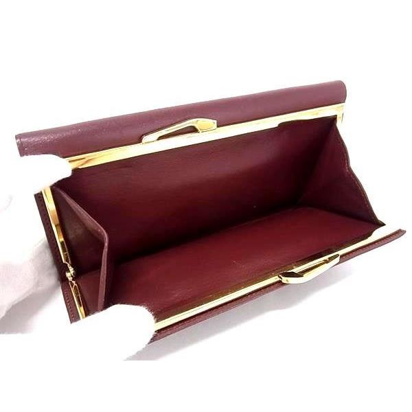 極美品　カルティエ マストライン がま口 ケース　ボルドー　ゴールド金具 Cartier（カルティエ） 長財布 マストライン ガマ口 三つ折り 長財布