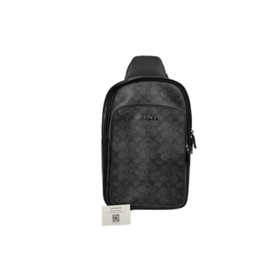 COACH コーチ ボディバッグ シグネチャー CZ393 ブラック系 PVC×レザー ユニセックス ショルダーバッグ 超美品 COACH（コーチ） ボディバッグ シグネチャー CZ393 PVC×レザー