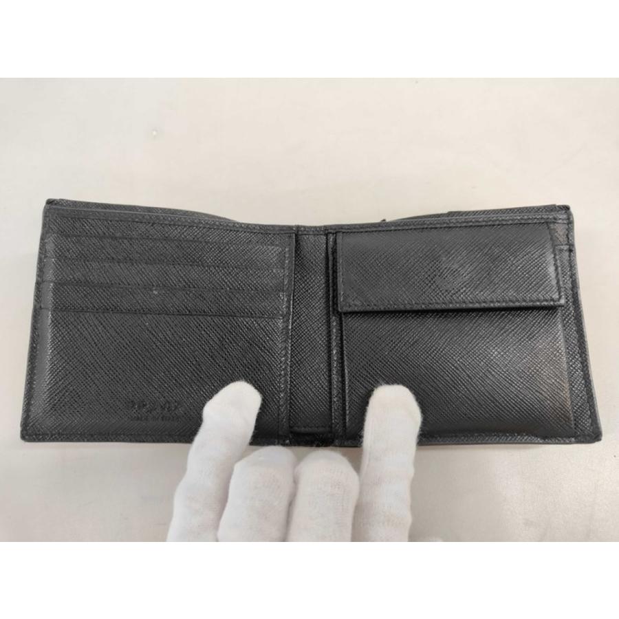 PRADA ブラック 二つ折り財布クロコダイル PRADA（プラダ） 二つ折り財布 2MO738 レザー×クロコダイル ブラック系