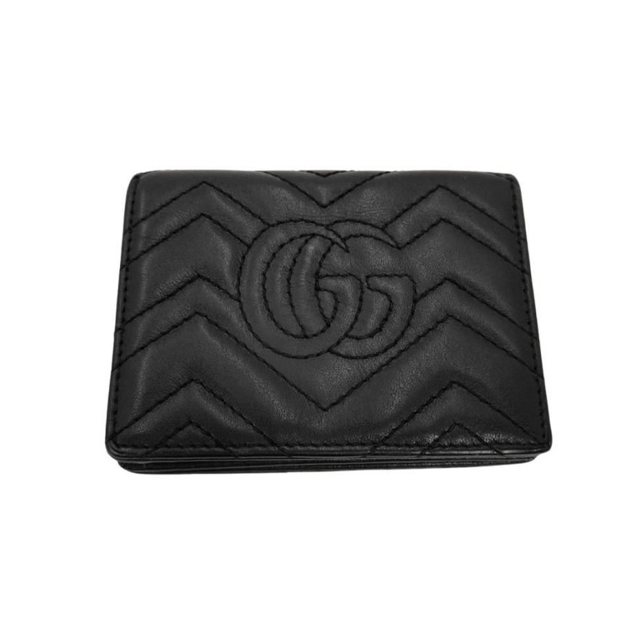 GUCCI GGマーモント 二つ折り財布 ブラック GUCCI（グッチ） 二つ折り財布 GGマーモント 466492 レザー ブラック系