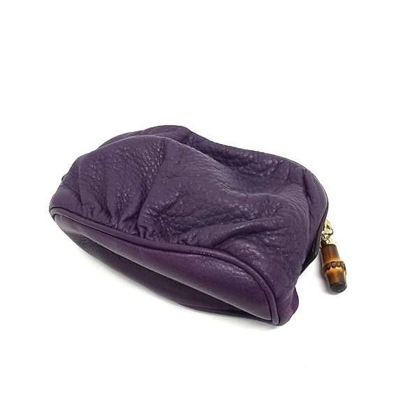 GUCCI（グッチ） ポーチ バンブー 246175 レザー パープル系 美品 