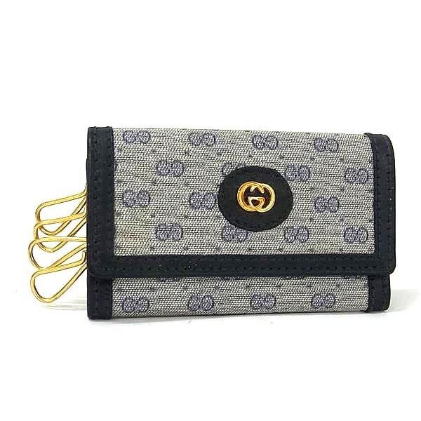 GUCCI GGキャンバス フック付キーケース ケース 美品 GUCCI（グッチ） キーケース マイクロGG コーティングキャンバス