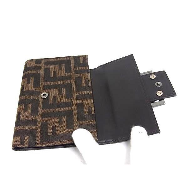FENDI フェンディ 三つ折り 財布 ズッカ 8M0023 ブラウン系 キャンバス レザー ユニセックス 美品 FENDI（フェンディ） 三つ折り 財布 ズッカ 8M0023 キャンバス レザー