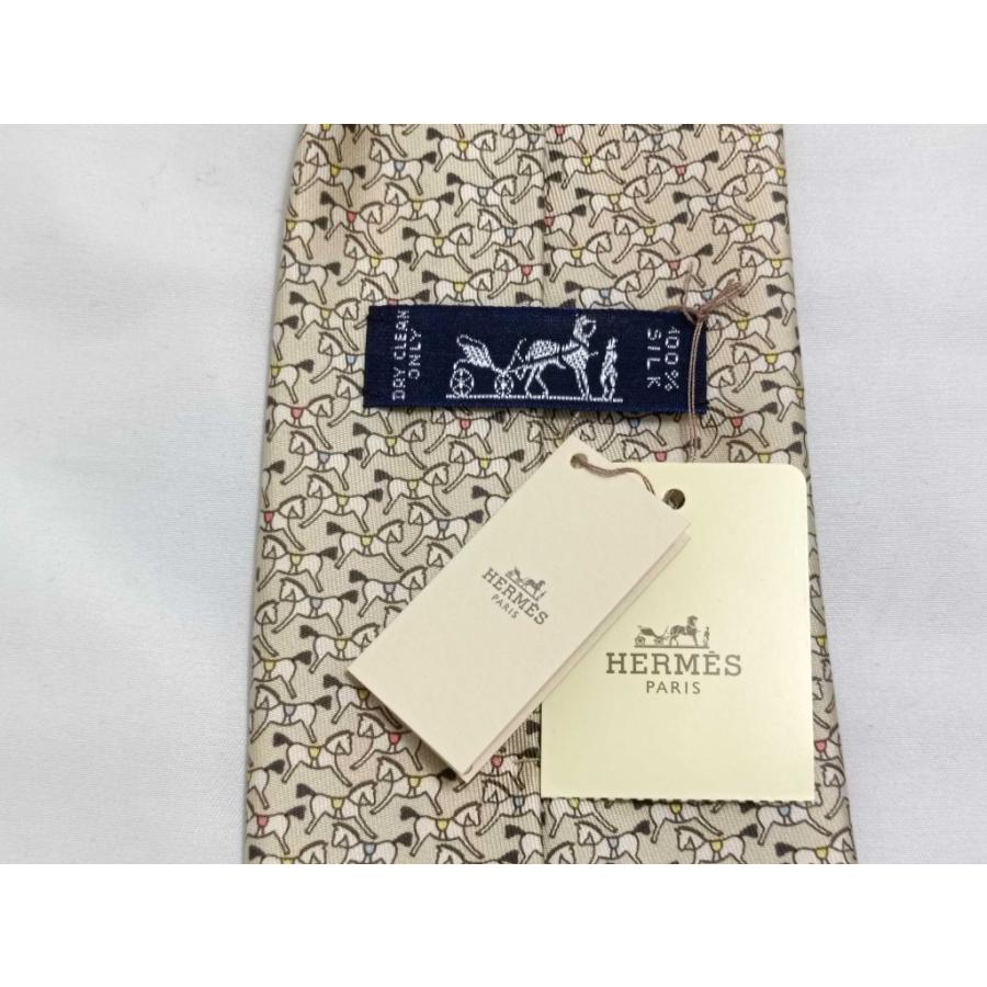 HERMES（エルメス） ネクタイ - シルク100％ - 馬柄 ベージュ ビジネス