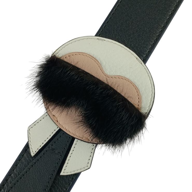 フェンディ ストラップ STRAP YOU KARLITO ストラップ ユー カーリト 8AV077 5R7 レザー ファー - ブラック系 美【本物保証】_3
