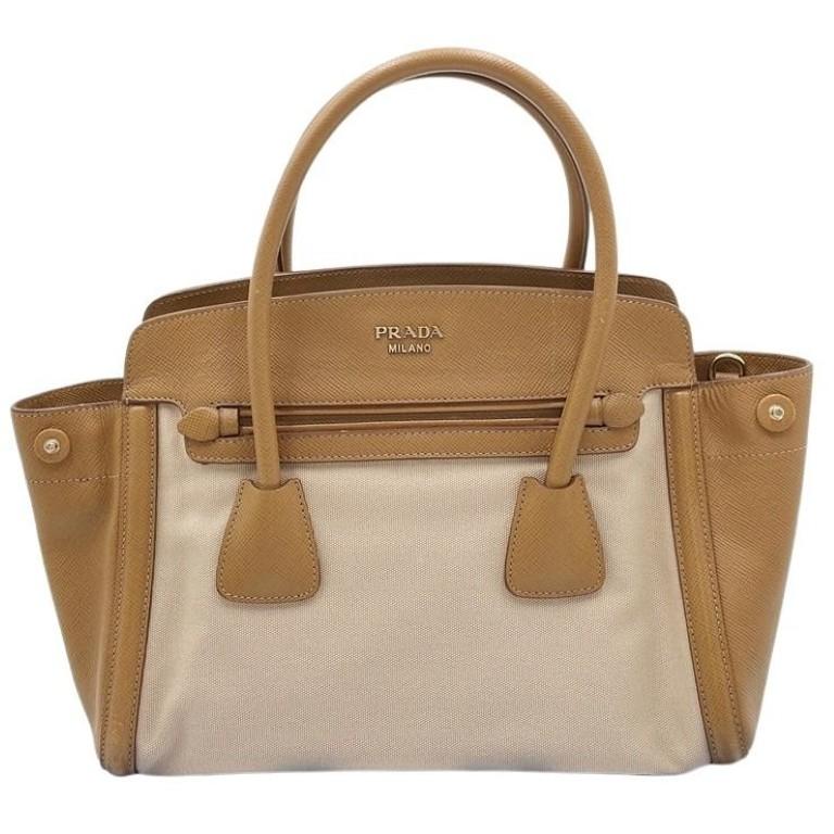 PRADA（プラダ） ハンドバッグ BN2595 レザー×キャンバス ベージュ 