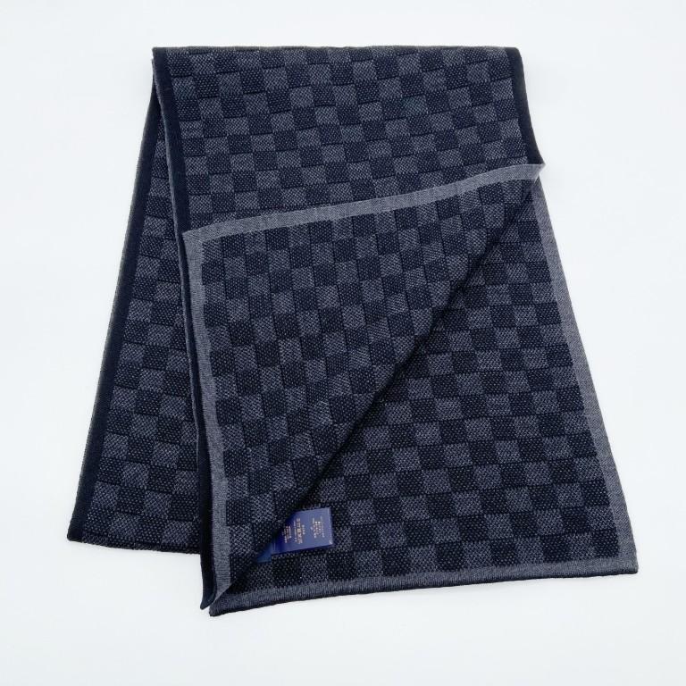 LOUIS VUITTON ルイヴィトン スカーフ・マフラー マフラー･ネオ プティ ダミエ M77988 ブラック系 ウール100％ メンズ 美品【本物保証】 LOUIS VUITTON（ルイ・ヴィトン） スカーフ・マフラー マフラー・ネオ