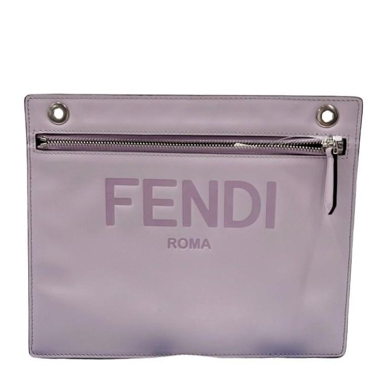 FENDI（フェンディ） クラッチバッグ ズッカ 7AR985 レザー グレー系