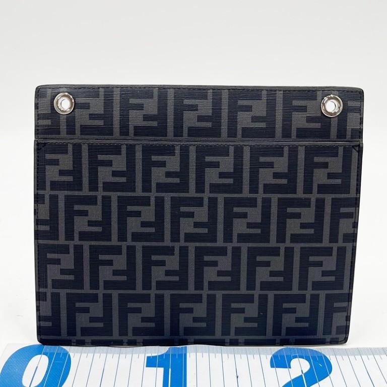 FENDI（フェンディ） クラッチバッグ ズッカ 7AR985 レザー グレー系