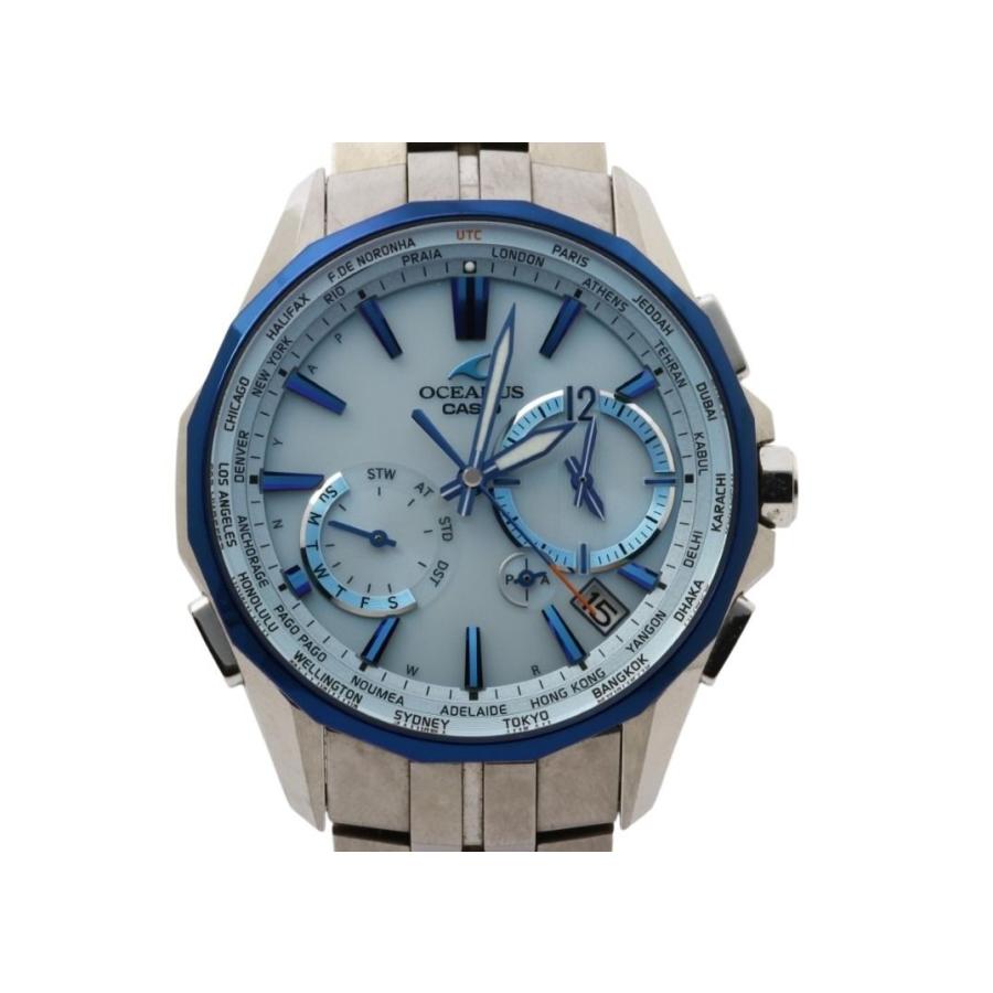 CASIO カシオ 時計 OCEANUS オシアナス Manta OCW-S3400D-2AJF ブルー系 シルバー チタン メンズ アナログ 美品 CASIO（カシオ） 時計 OCEANUS オシアナス Manta OCW-S3400D-2AJF