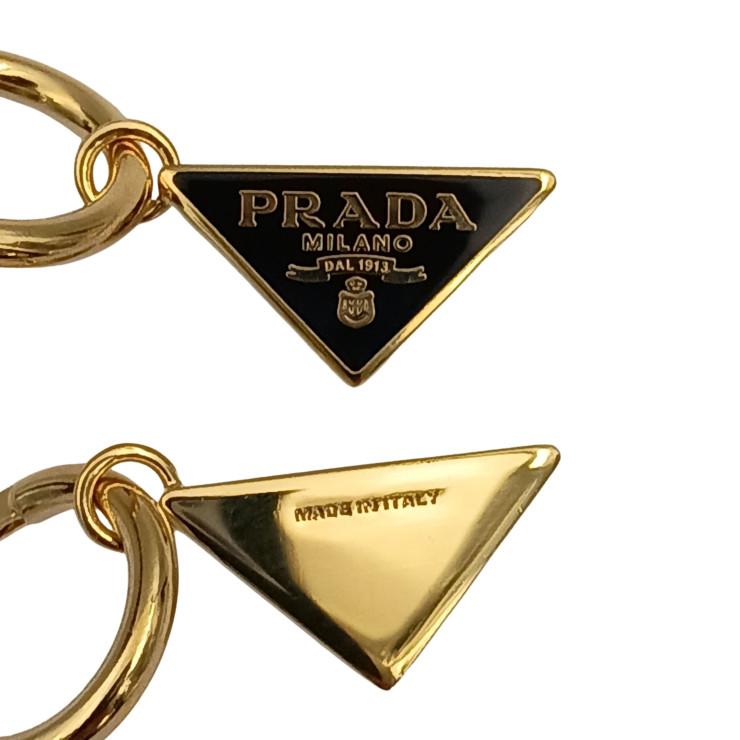 PRADA（プラダ） ピアス トライアングルロゴ メタル ゴールド ブラック