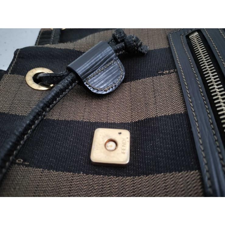 フェンディ リュックサック ペカン レザー キャンバス 26324 ゴールド金具 ブラウン バックパック【本物保証】_7