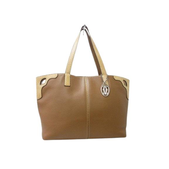 美品 Cartier カルティエ マルチェロ レザー トートバック 付属品有り Cartier カルティエ トートバッグ マルチェロ パイソン×レザー