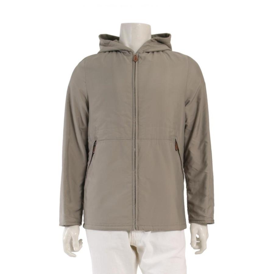 代引可 美品 アパレル 本物保証 メンズ 参考サイズxl メーカーサイズ50 フード付き 中綿 ジップアップ グレー ジャケット エルメス Hermes コート アウター