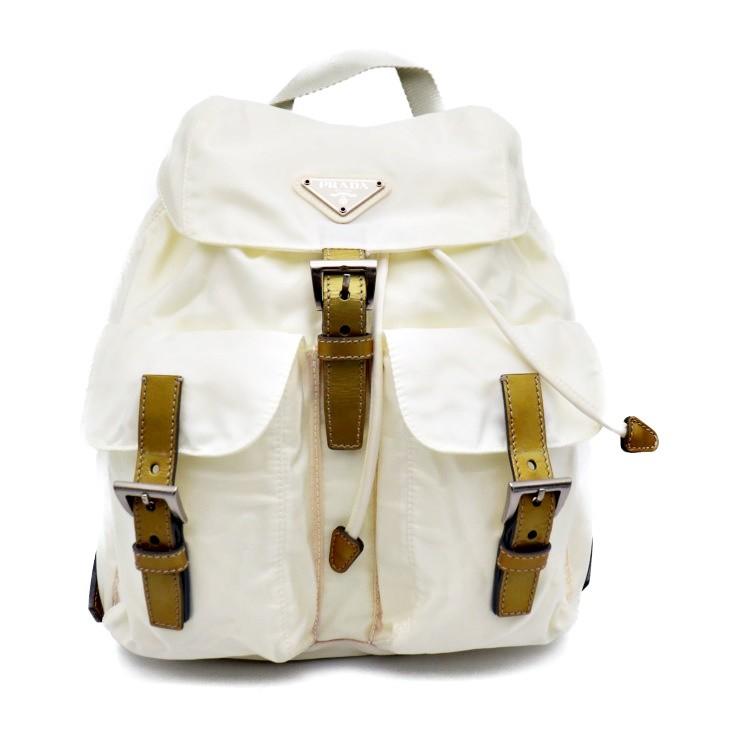 非売品 プラダ Prada リュック レディースバッグ 本物保証 レザー ナイロン ゴールド グレー ホワイト 白 B6677 バッグ