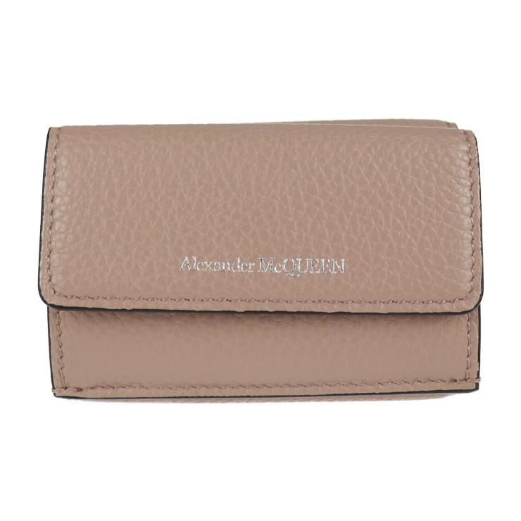 新古未使用展示品 Alexander McQueen アレキサンダーマックイーン ミニ ウォレット 三つ折り財布 573524 レザー ピンクベージュ系 コンパクトウォレット【本物保証】 新古未使用展示品 アレキサンダーマックイーン ミニウォレット 三