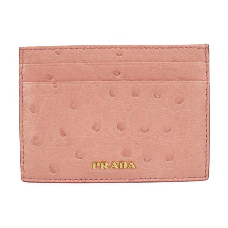 PRADA カードケース PRADA（プラダ） カードケース 1MC149 オーストリッチ ピンク パス