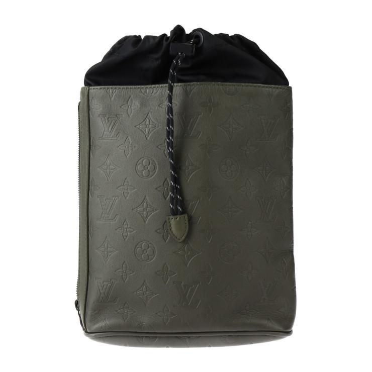 美品 LOUIS VUITTON ルイ ヴィトン チョークスリングバッグ モノグラムシャドウ M44634 ショルダーバッグ レザー カーキ クロスボディバッグ 巾着 ビトン【本物保証】 LOUIS VUITTON（ルイ・ヴィトン） 美品 ルイ ヴィトン チョーク