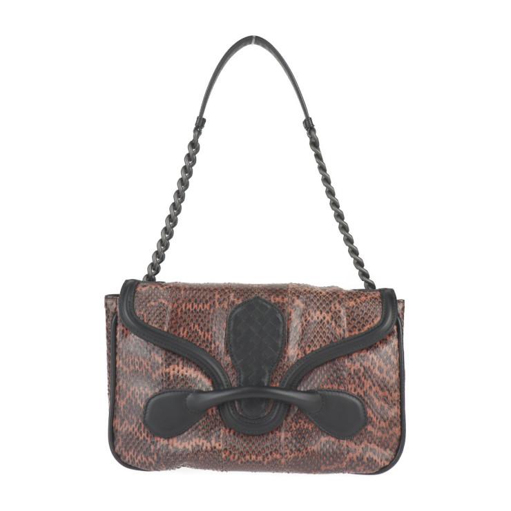 Bottega Veneta リアルト フラップ ショルダーバッグ パイソン BOTTEGA VENETA（ボッテガ・ヴェネタ） 超美品 リアルト ショルダー
