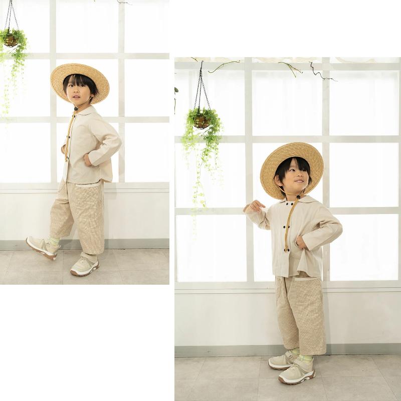田中帽子店 Roger ロジャー 子供用 麦わらつば広丸型ハット uk-h105-naの画像