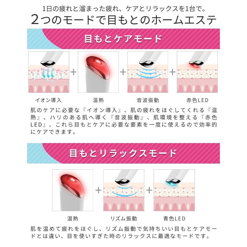 目もと美顔器 Eyemagic アイマジック 温熱 イオン導入 LEDライト 赤色
