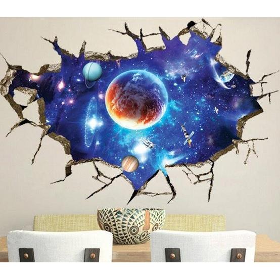 ウォールステッカー 割れ目から 宇宙 惑星 壁シール トリックアート リアルな だまし絵 天体観測 8502 41ウォールステッカー 通販 Yahoo ショッピング