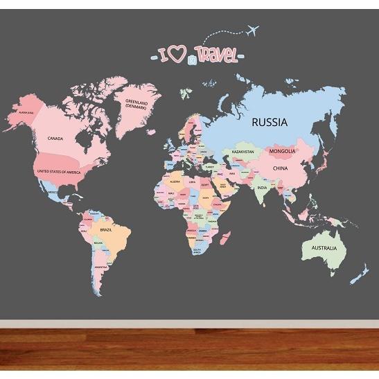 ウォールステッカー 世界地図 英語の国名 壁紙シール 旅行 ワールドマップ 子供部屋 学校 教室 Abc1055 41ウォールステッカー 通販 Yahoo ショッピング