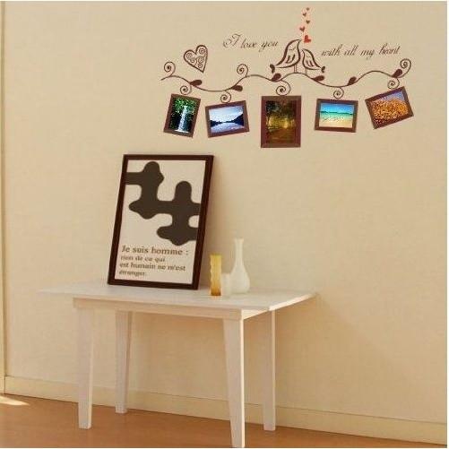 ウォールステッカー 小鳥とフォトフレーム 壁シール ハート 壁がアルバムに はり直せる 茶色の写真枠 格安 Ay640a 41ウォールステッカー 通販 Yahoo ショッピング