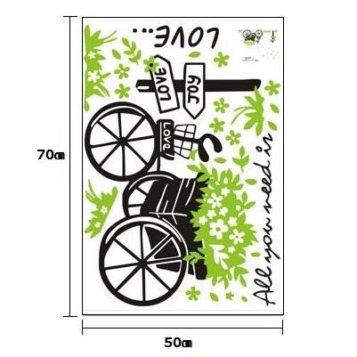 ウォールステッカー 18 Off 三輪車と花かご 壁シール Love おしゃれ文字 自転車 貼り直し可能な