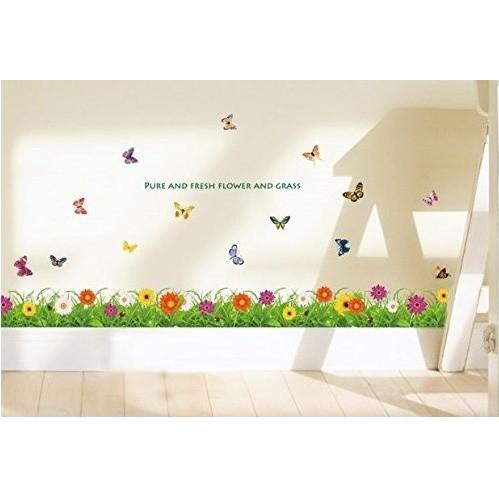 ウォールステッカー 色とりどりの花と蝶々 ガーデン風 壁シール 花壇風 ちょうちょう カラフルな 庭 Ay757 41ウォールステッカー 通販 Yahoo ショッピング