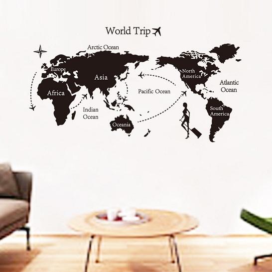 ウォールステッカー 世界地図 ワールドトリップ 壁シール オシャレな ヨーロッパ 剥がせる 旅行 黒色 Ay9134 41ウォールステッカー 通販 Yahoo ショッピング