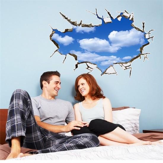 ウォールステッカー 空パターン 3D 壁シール リアル 雲 青空 開放的な