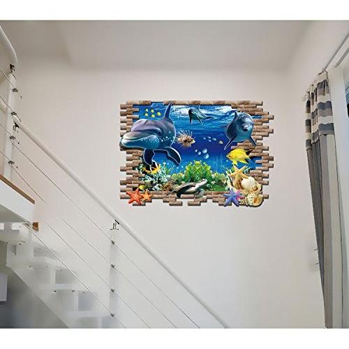 ウォールステッカー 飛び出す 海底のイルカ 3d 壁シール 魚 水族館気分 はがしやすい 海の生き物 Ay9706 41ウォールステッカー 通販 Yahoo ショッピング