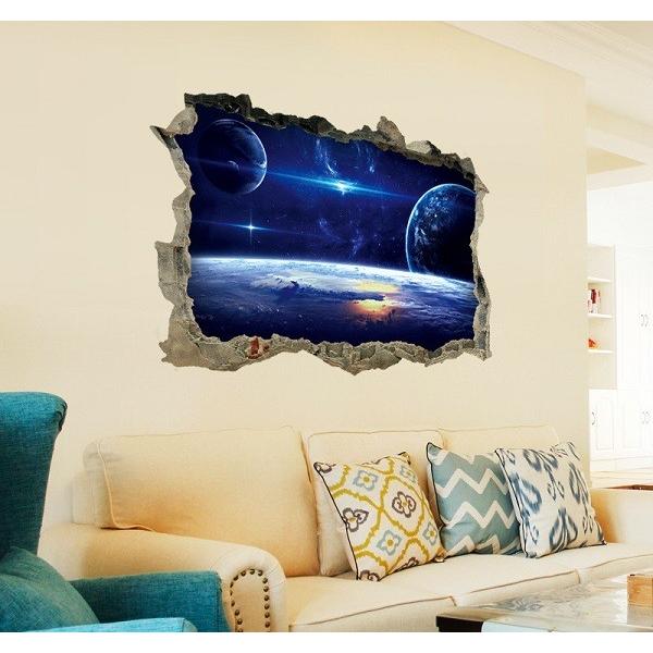 ウォールステッカー 青い宇宙 3D 壁紙シール 煌く 惑星 神秘的な 銀河