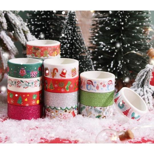 マスキングテープ クリスマス サンタ ツリー マスキングテープ 6巻きセット クリスマスツリー サンタ 金 銀色 ラメ