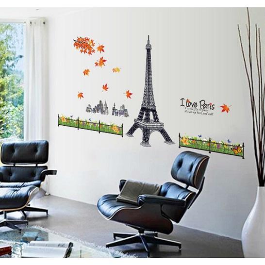 ウォールステッカー エッフェル塔ともみじ 壁シール パリの公園 街風景 リビングルーム ダイニング｜41wallsticker｜02