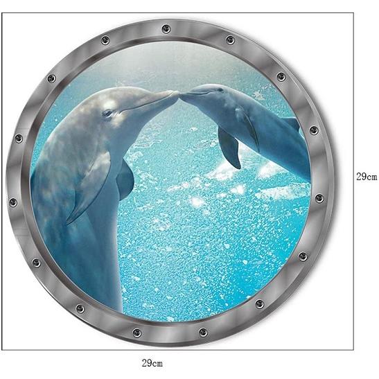 ウォールステッカー 潜水艦窓から イルカのスキンシップ 壁シール 海中 ほのぼの ブルー 洗濯機 冷蔵庫 Mt1259 41ウォールステッカー 通販 Yahoo ショッピング