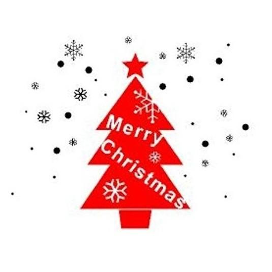 転写式 ウォールステッカー クリスマスツリー 赤色 壁シール 雪の結晶 ウィンターシーズン デコレーション｜41wallsticker